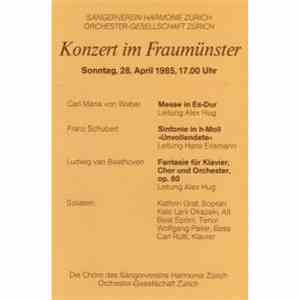 Sängerverein Harmonie Zürich, Orchester-Gesellschaft Zürich - Konzert Im Fraumünster Sonntag, 23. April 1985, 17.00 Uhr flac album
