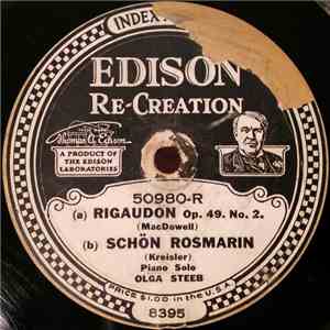 Olga Steeb / André Benoist - (A) Rigaudon Op. 49, No. 2 (B) Schön Rosmarin / Valse-Arabesque flac album