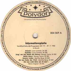 Various - Informationsplatte Veröffentlichungsprogramm Juli IV - 27.7.1960 U-Musik flac album
